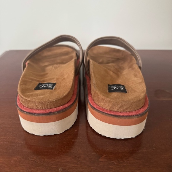 ZAC ZAC Posen Shannon coffee leather slide slip-on straps platform sandal 8M - Picture 7 of 7